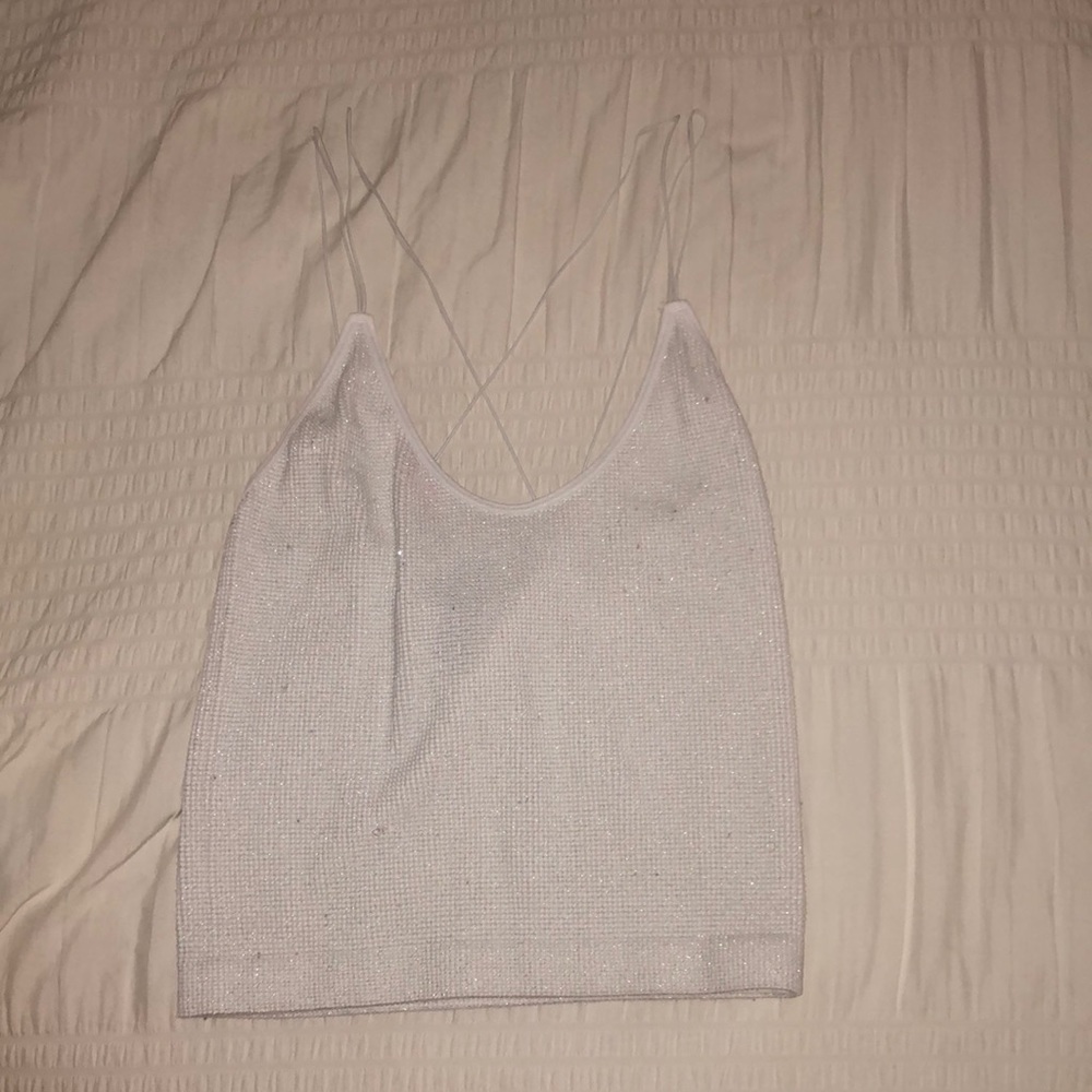 Forever 21! White Sparkly tank top!